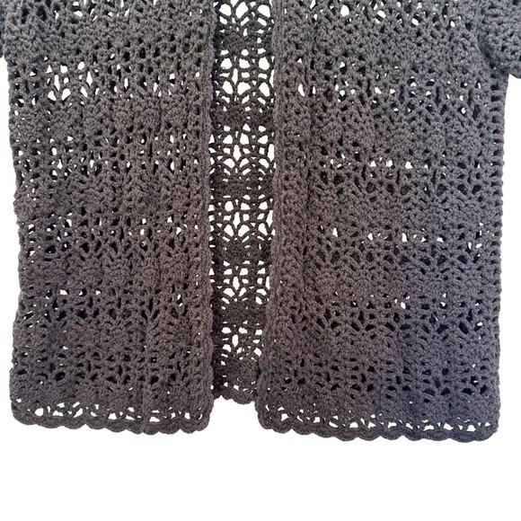 Vintage Southern Lady Crochet Cardigan Women’s Large Black Scalloped Detail - Picture 7 of 10